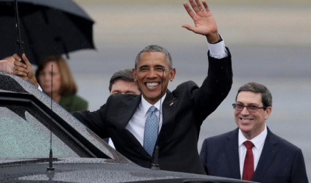 آغاز دیدار تاریخی اوباما به کوبا